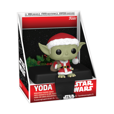 Boneco Funko Pop Yoda de Pai Natal em embalagem Star Wars