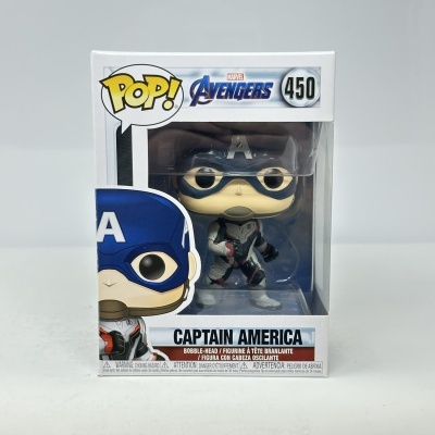 Figura Funko Pop! Captain America Marvel Avengers 450 em caixa branca com janela.