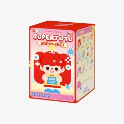 Caixa de brinquedo SUPERTUTU com boneca cartoon e várias personagens desenhadas