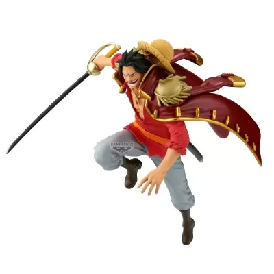 Figura de ação de personagem masculino com casaco vermelho e espada