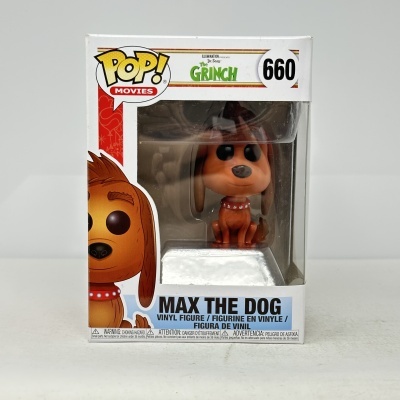 Figura de vinil Max the Dog da coleção POP! Movies na caixa