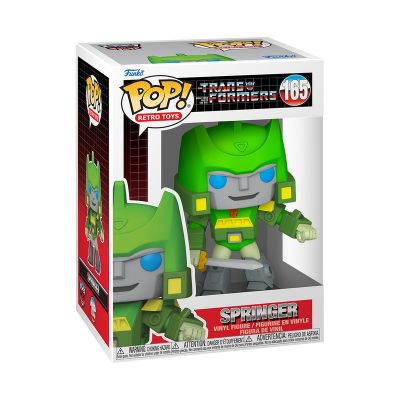 Figura Funko Pop Springer Transformers Retro Toys em caixa
