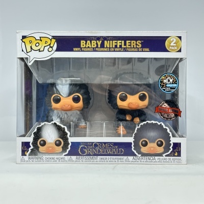 Pack com duas figuras de vinil BABY NIFFLERS da colecção POP! em caixa transparente.