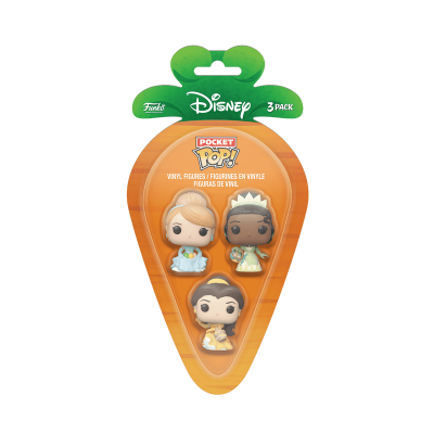 Conjunto de três figuras em vinil Disney Pocket POP! em embalagem laranja em forma de cenoura