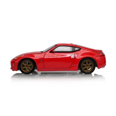 Miniatura de carro desportivo vermelho com jantes douradas