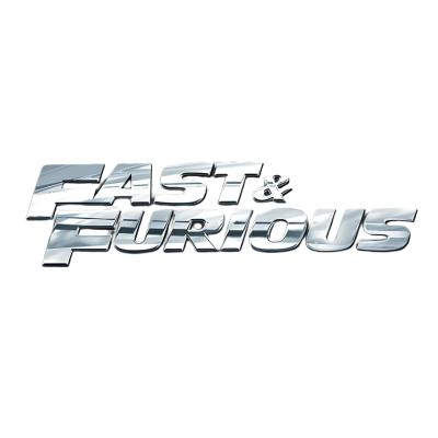 Logótipo FAST & FURIOUS em letras prateadas brilhantes