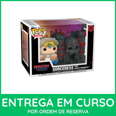 Funko Pop! Masters of the Universe Sorceress com Castle Grayskull na caixa