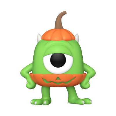 Figura monstro verde com um olho e chapéu de abóbora