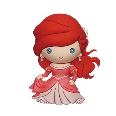 Brinquedo figura com cabelo vermelho e vestido rosa