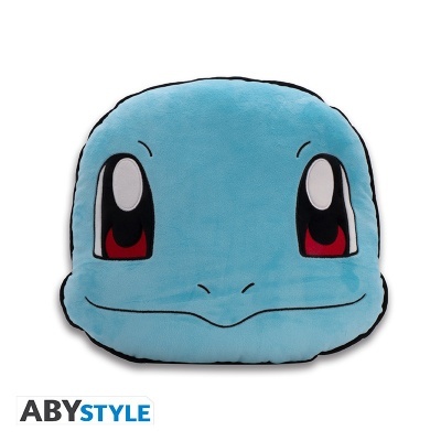 Almofada azul do rosto do Pokémon Squirtle com olhos grandes