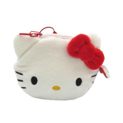 Bolsa em forma da cara da Hello Kitty com laço vermelho