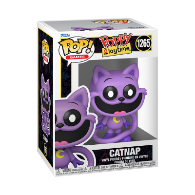Funko Pop! Catnap vinil na caixa com texto Poppy Playtime e número 1265