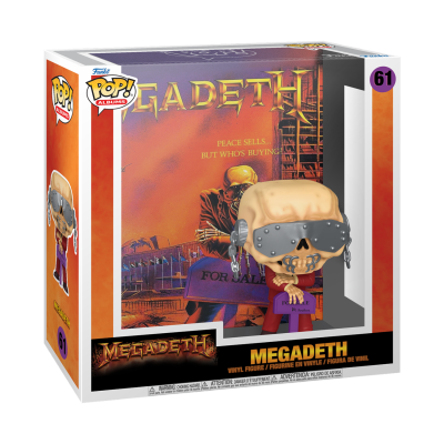 Figura Funko Pop! Megadeth com asas e máscara metálica na caixa com janela