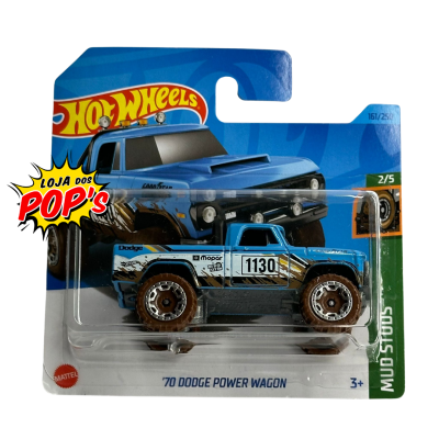 Carrinho Hot Wheels '70 Dodge Power Wagon azul na embalagem