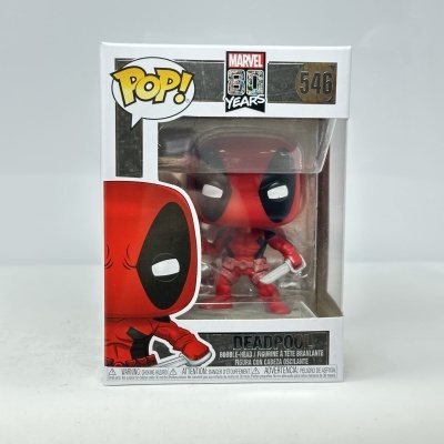 Figura Funko Pop de Deadpool 546 da Marvel 80 Years em caixa branca