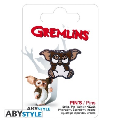 Pin esmaltado do personagem Gizmo da película Gremlins em cartolina branca