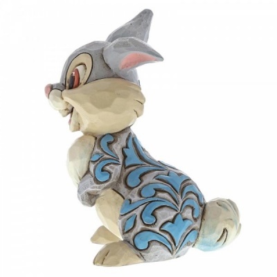 Figurine de coelho cinza e azul de cerâmica com relevo