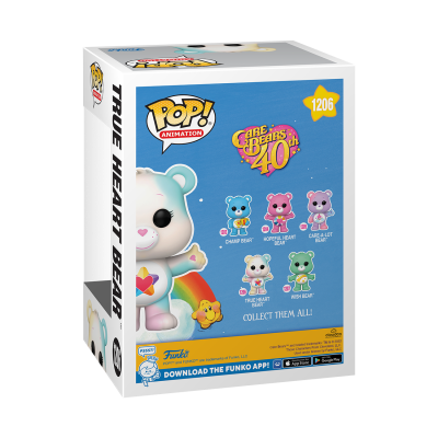 Caixa Funko Pop! Animation True Heart Bear Care Bears nº 1206 com imagens e texto na embalagem