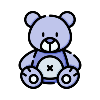 Urso de peluche azul com barriga clara assento simples