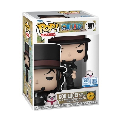 Funko Pop Rob Lucci com Hattori, One Piece, vinil, caixa