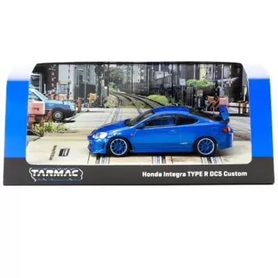 Miniatura de carro desportivo azul Honda Integra TYPE R DC5 Custom em embalagem