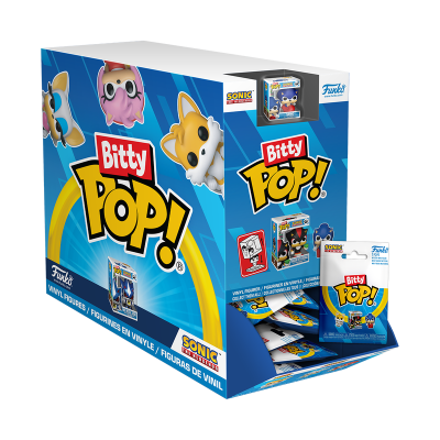 Caixa de exposição azul para figuras Funko Bitty Pop! Sonic the Hedgehog.