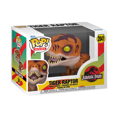Figura de vinil Funko Pop! Tiger Raptor Jurassic Park na caixa
