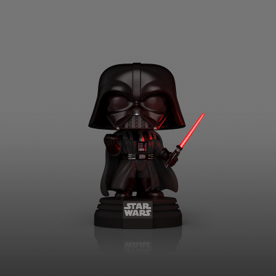 Figura Funko Pop Darth Vader Star Wars preta segurando sabre de luz vermelho