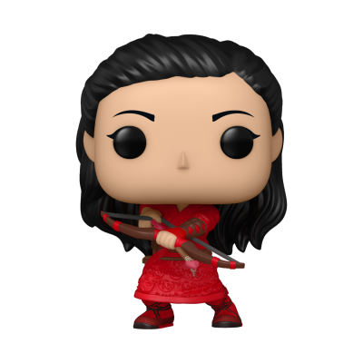 Figura Funko Pop com vestido vermelho e arco