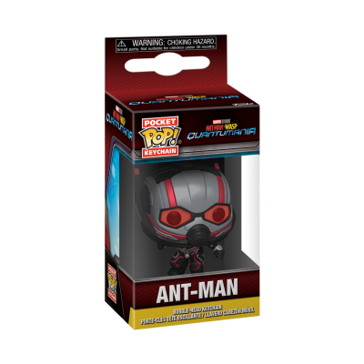 Embalagem do chaveiro POP! Pocket Ant-Man com janela transparente a mostrar boneco