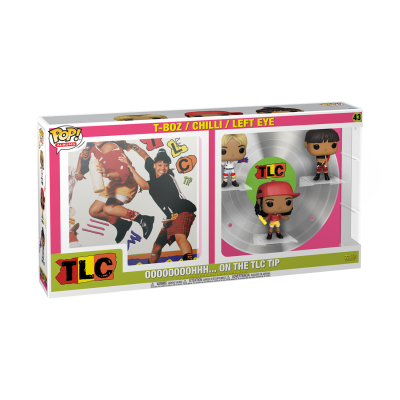 Conjunto Funko Pop! da banda TLC com 3 figuras na embalagem