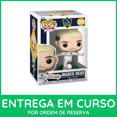 Figurina Funko Pop! Marco Reus LA Galaxy com uniforme branco na caixa