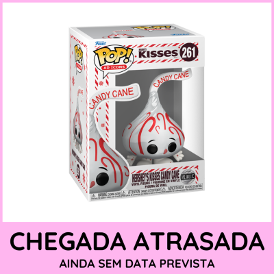 Estatueta Funko Pop! Hersheys Kisses Candy Cane em caixa branca e vermelha