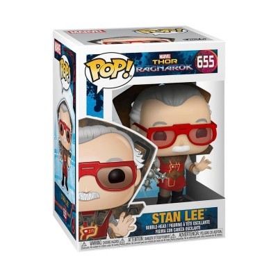 Figura Funko Pop! Stan Lee com óculos vermelhos na caixa
