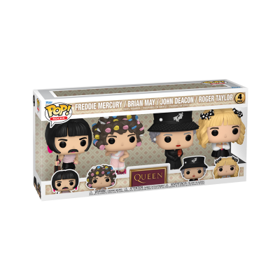 Pack quatro bonecos Funko Pop da banda Queen em embalagem