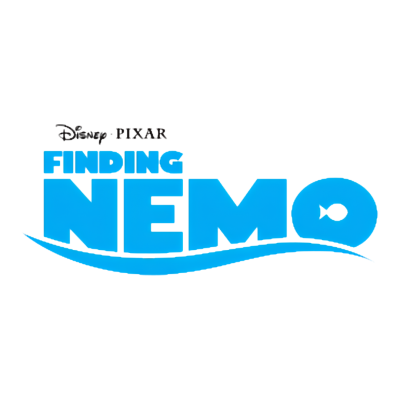 Logótipo Disney Pixar Finding Nemo em azul com peixe dentro da letra O