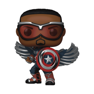 Figura de vinil estilo Funko Pop com escudo e asas