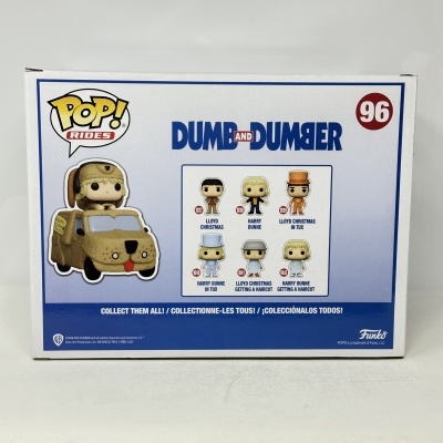 Embalagem Funko Pop Rides Dum and Dumber com figuras colecionáveis e texto informativo