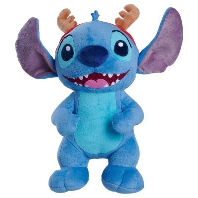 Pelúcia azul do Stitch com chifres de guizos castanhos
