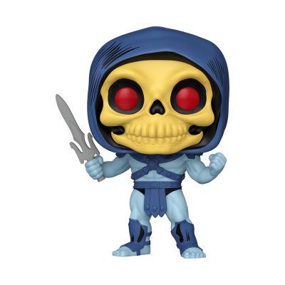 Figura Funko Pop personagem esqueleto com capuz azul e olhos vermelhos