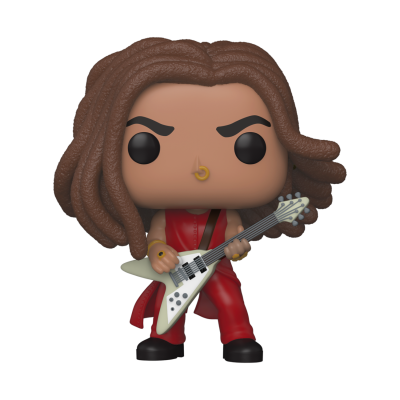 Figura Funko Pop músico com cabelo castanho e guitarra elétrica