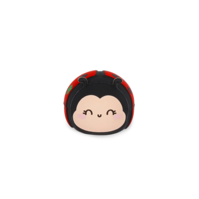 Boneco de joaninha sorridente vermelho e preto