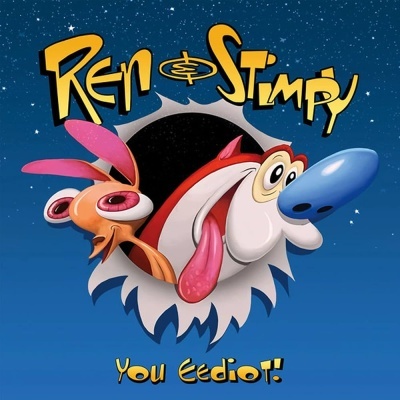 Capa colorida de Ren & Stimpy com personagens de desenho animado e texto em amarelo