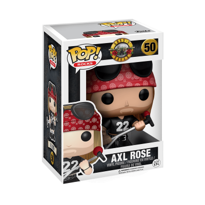 Figura de vinil Axl Rose com lenço vermelho e óculos na embalagem POP! Rocks