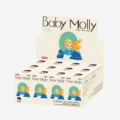 Expositor com caixas de figura de brinquedo Baby Molly da Pop Mart