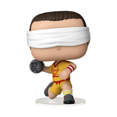 Figura Funko Pop jogador de dodgeball com faixa branca nos olhos e roupa amarela