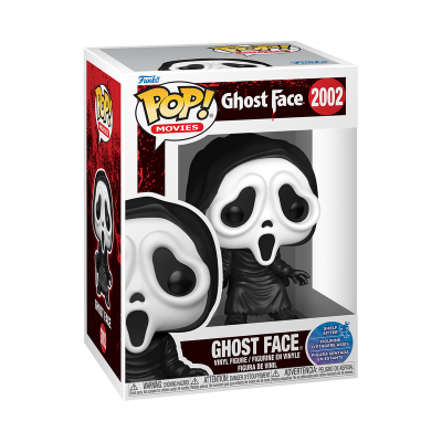 Figura vinílica Ghost Face Funko Pop! Movies 2002 em caixa com janela transparente