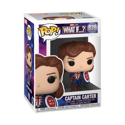 Funko Pop Captain Carter Marvel Studios What If? Nº 870 em caixa