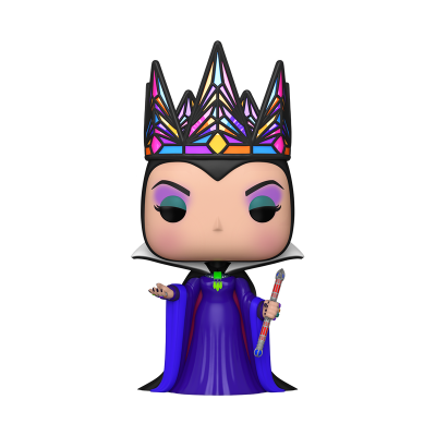 Figura colecionável de rainha malvada com coroa colorida e vestido roxo