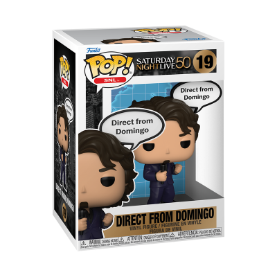 Caixa Funko Pop da coleção Saturday Night Live com personagem segurando microfone